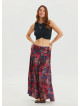 Red Ethnic Skirt with Elastic Waist and Drape Detail 4492